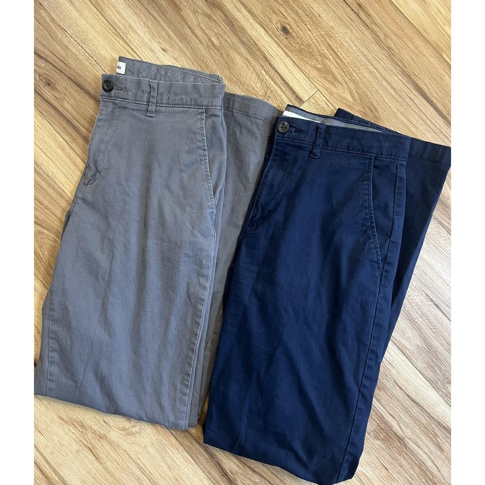 Amazon Essentials Pants Mens 30x34 Gray Navy Classic Chino Lot 2 Stretch Casual‎